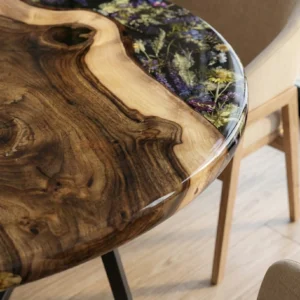 Meja Kopi Kayu Dengan Resin