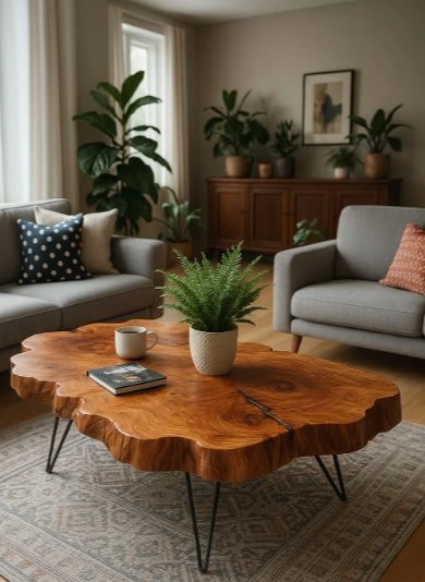 meja kopi kayu live edge